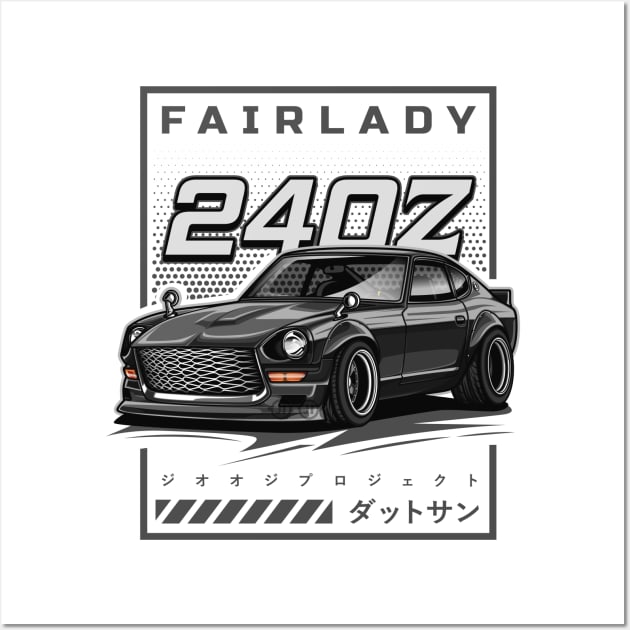 Vintage Car Fairlady 240Z (Matte Black) Wall Art by Jiooji Project